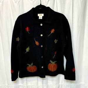 Women's Adorable Vintage Talbots Fall Wool Cardigan Sweater Size Medium